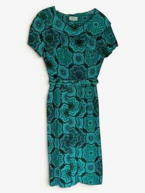 Vintage 60s Teal Print Alice Of California Dress Small